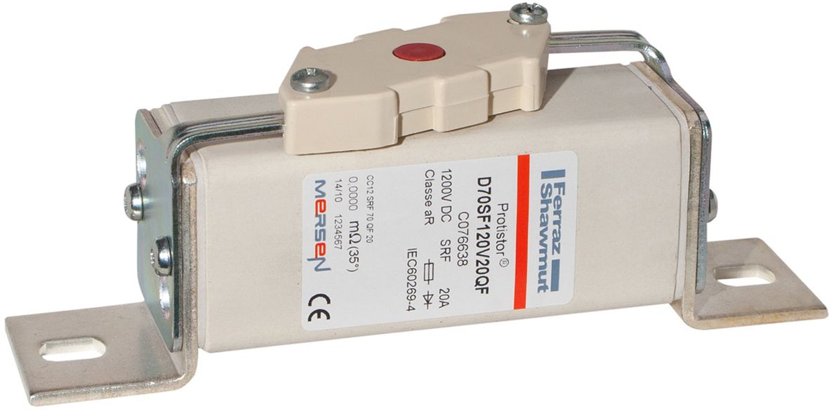 C076638 - Size 70 aR 1200VDC(IEC), with striker aR 20 A VAC/1200VDC